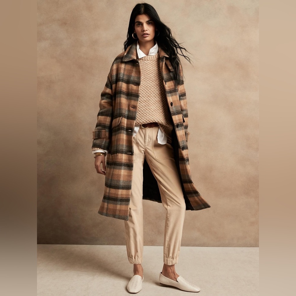 Oversized Plaid Italian Melton Coat